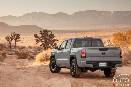 2022 Nissan Frontier, three-quarters rear